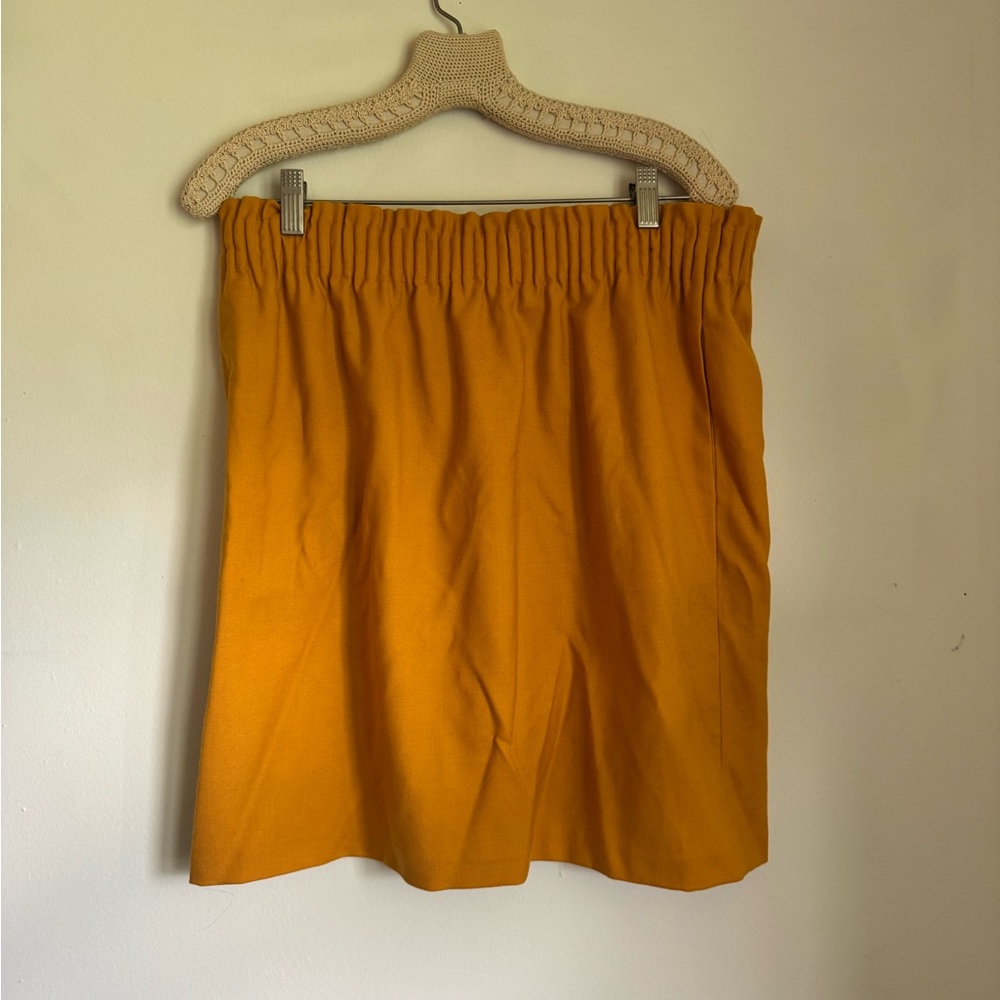 NWT J. Crew Mustard Yellow Pleated Mini Skirt w/ elastic waistband